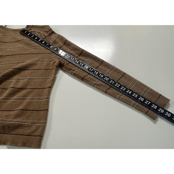 Valerie Stevens Sweater Womens Large‎ Brown Stripe 100% Cashmere Long Sleeve - Picture 7 of 11